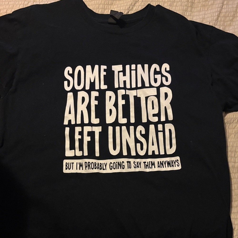 Gildan Black Short Sleeve Tee with White Text